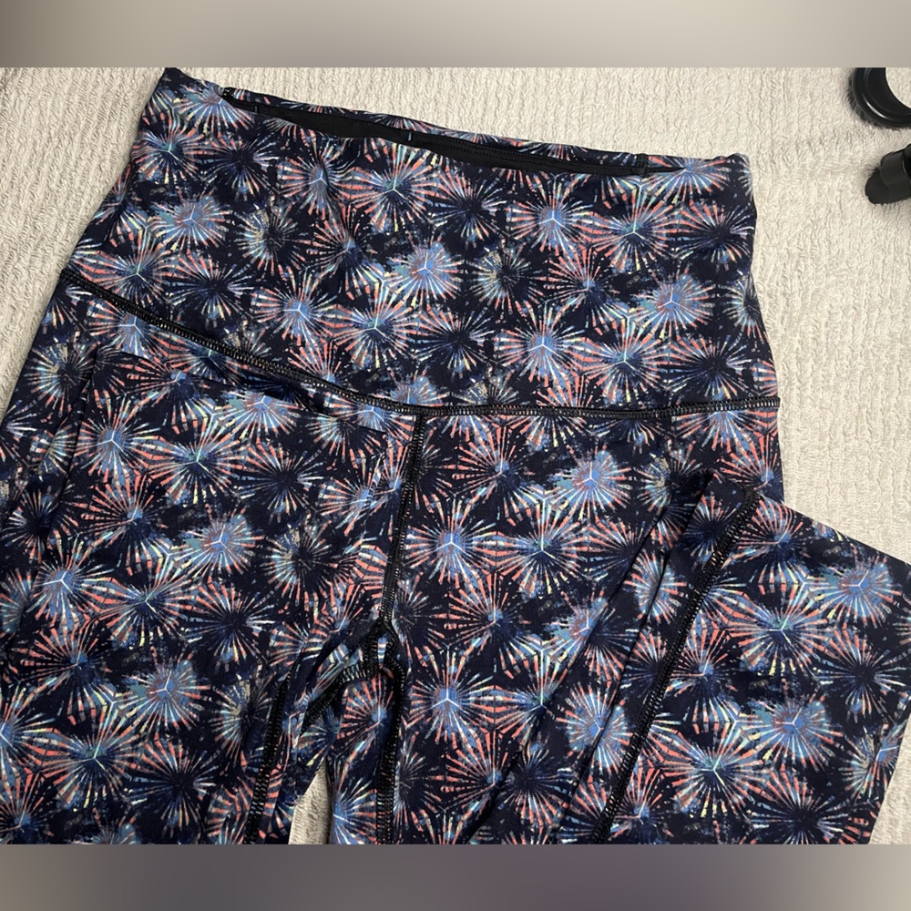 Victoria’s Secret small legging/workout pants. Fireworks look, blue/pink/orange